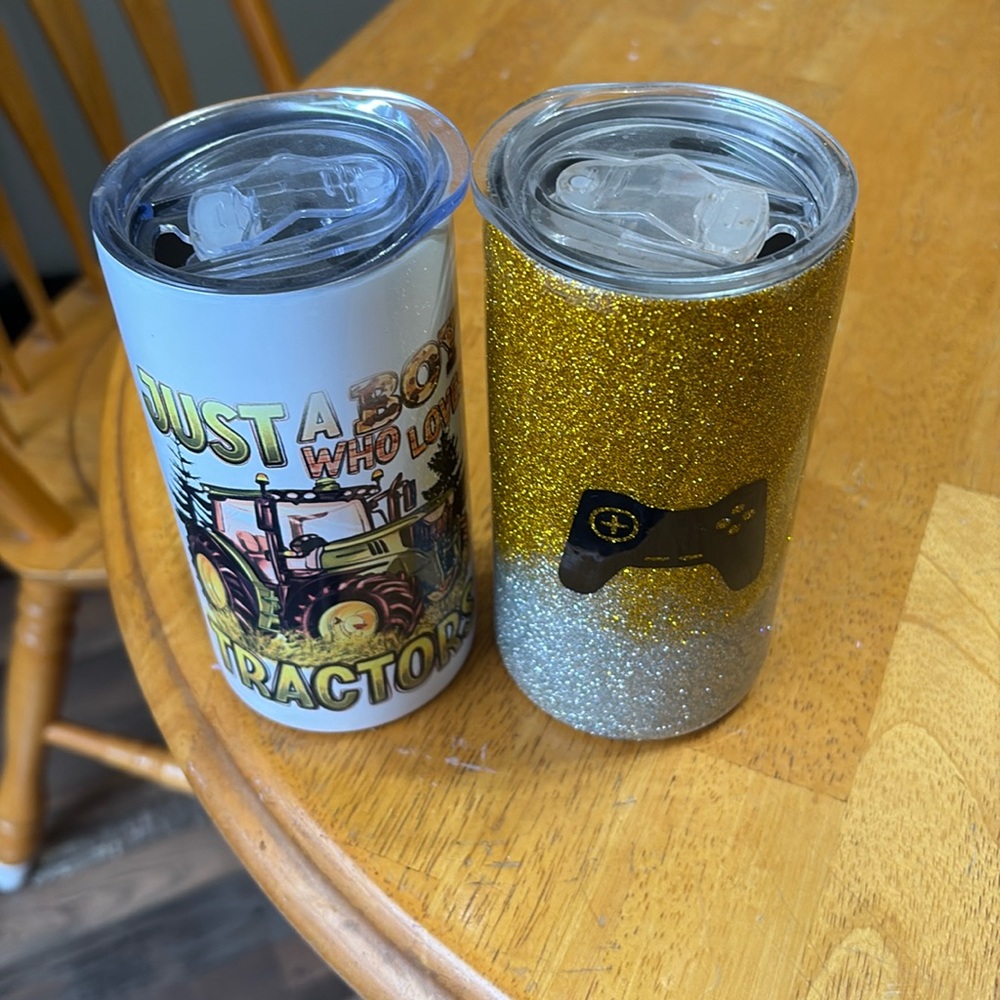 Two homemade kids tumblers